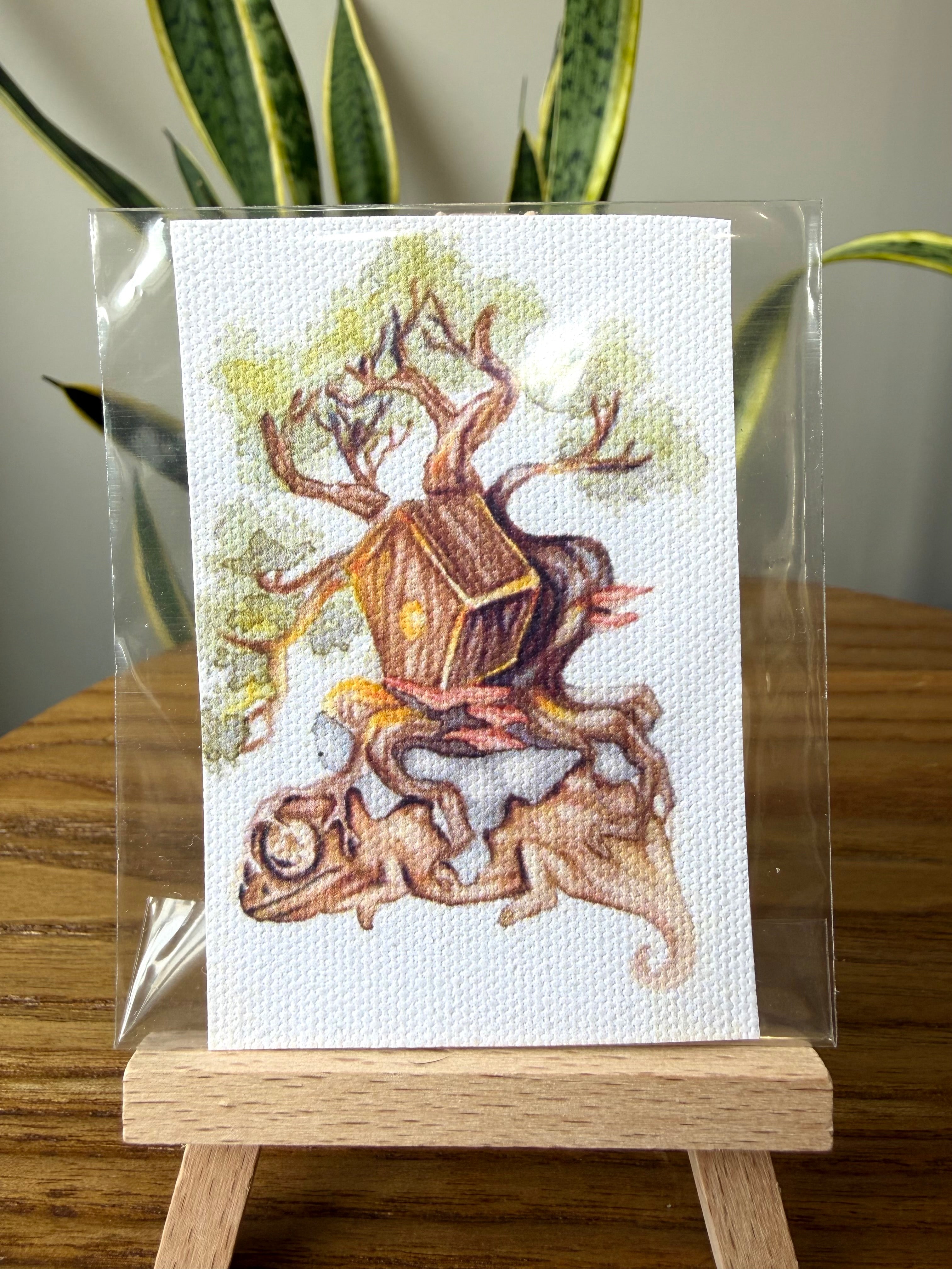 “Sleepy Chameleon” Mini Print